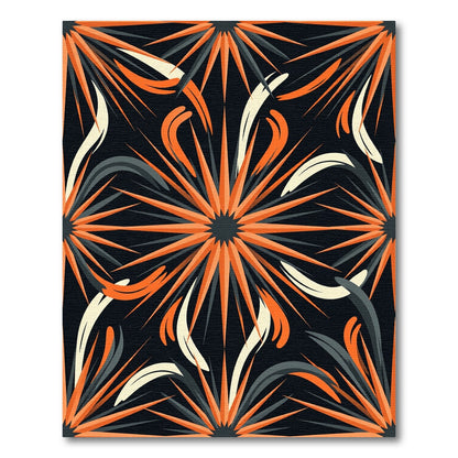 Spiky Orange Sunburst Geometric Art Rug
