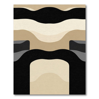 Abstract Sepia Tone Wavy Lines Rug