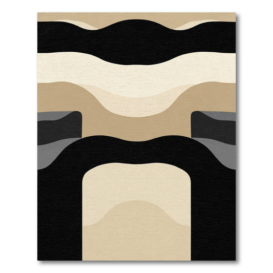 Abstract Sepia Tone Wavy Lines Rug