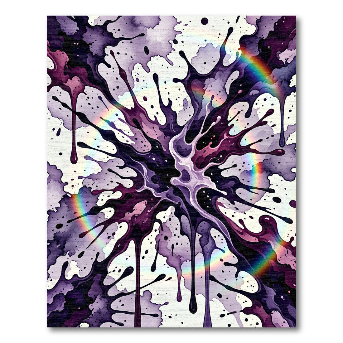 Vibrant Purple Cosmic Liquid Ink Splash Rug