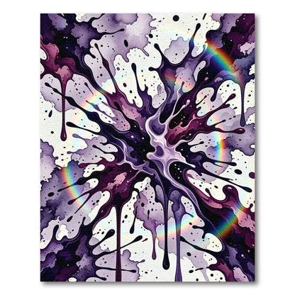 Vibrant Purple Cosmic Liquid Ink Splash Rug