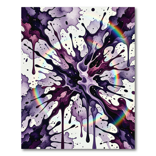 Vibrant Purple Cosmic Liquid Ink Splash Rug