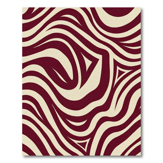 Crimson Cream Swirling Zebra Accent Rug