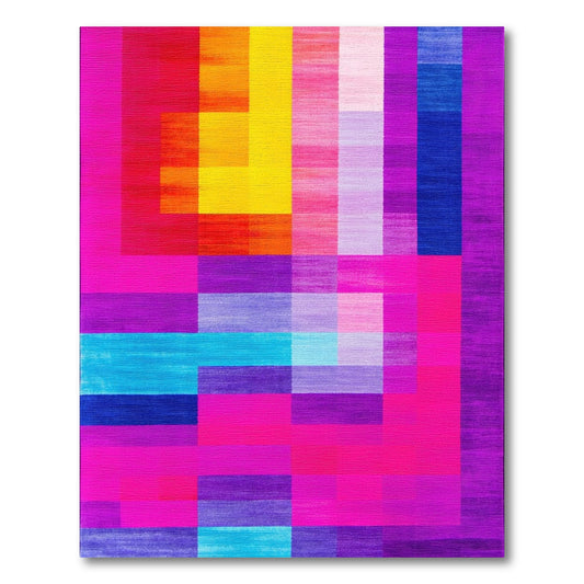 Vibrant Geometric Color Blocks Rug