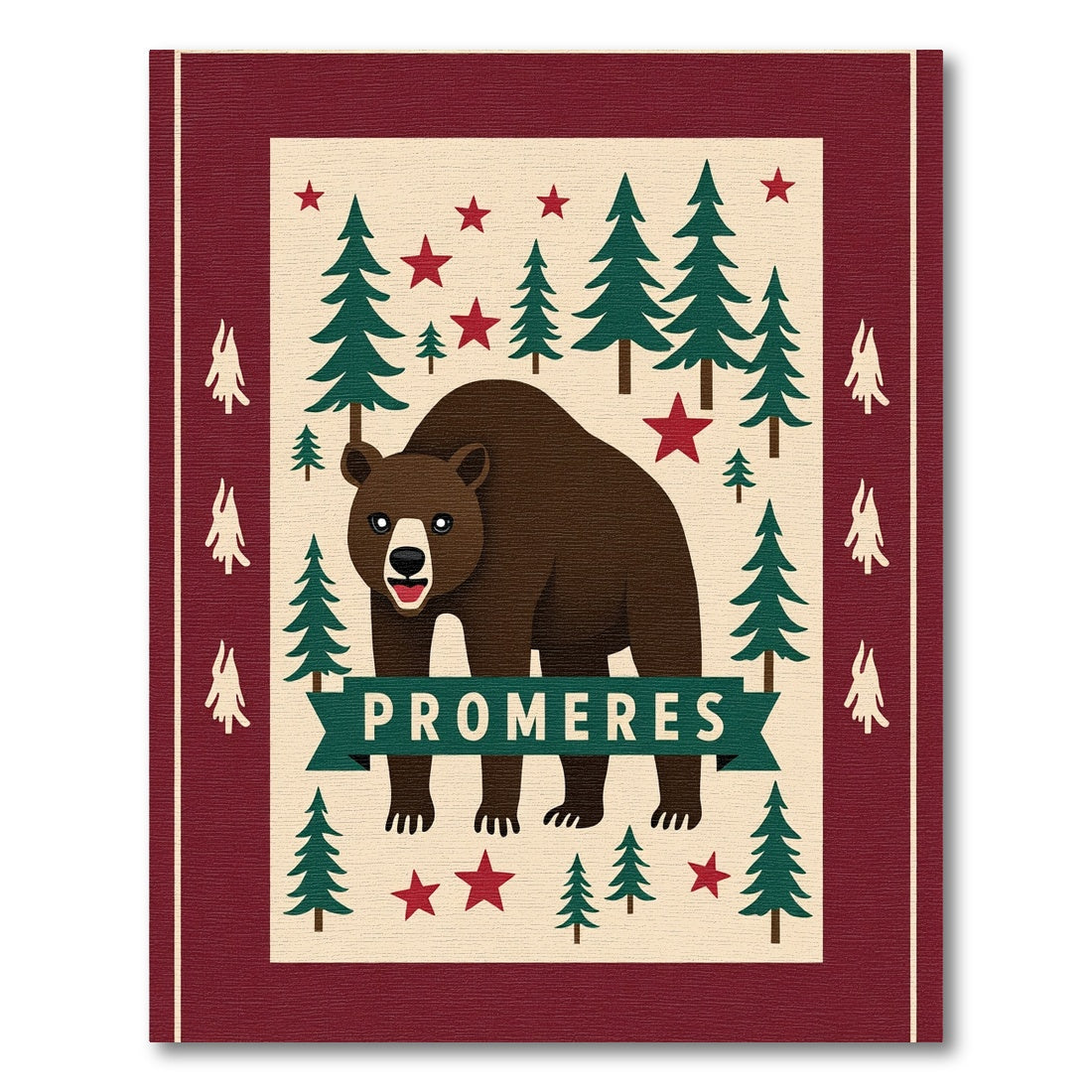 Woodland Bear Forest Scene Rug