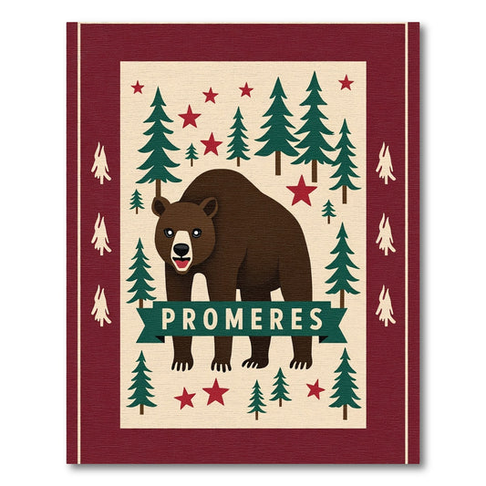 Woodland Bear Forest Scene Rug