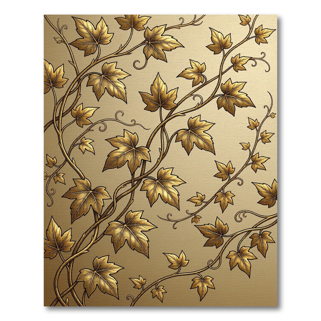 Elegant Golden Ivy Vine Scroll Rug