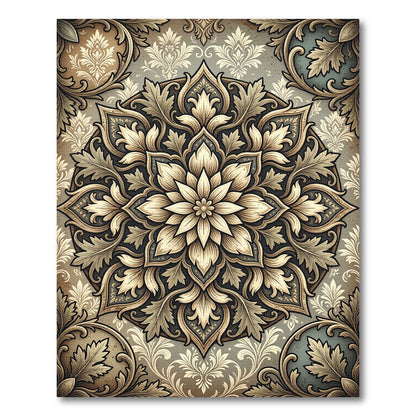 Antique Teal Ivory Floral Medallion Rug