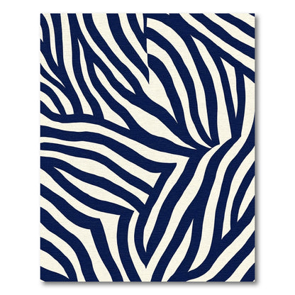 Deep Blue Ivory Zebra Stripe Rug