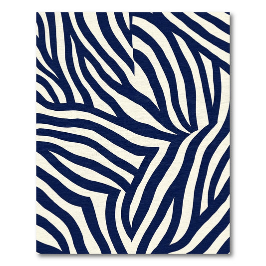 Deep Blue Ivory Zebra Stripe Rug