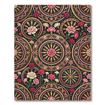 Vibrant Floral Medallion Mandala Rug