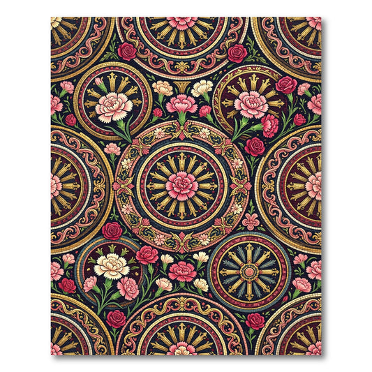 Vibrant Floral Medallion Mandala Rug