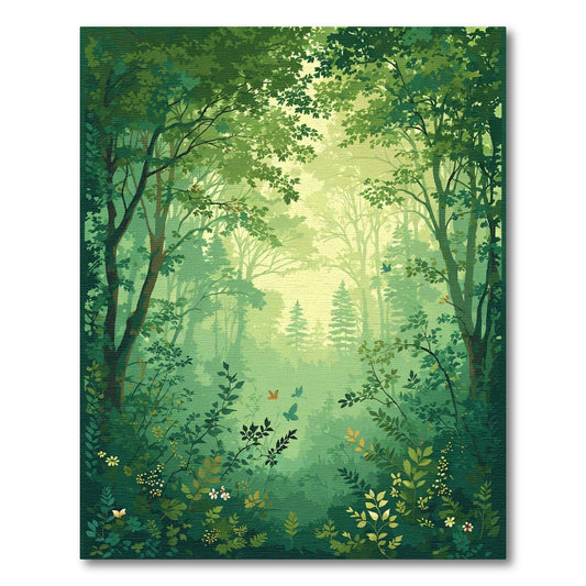 Enchanted Forest With Birds Butterflies Rug