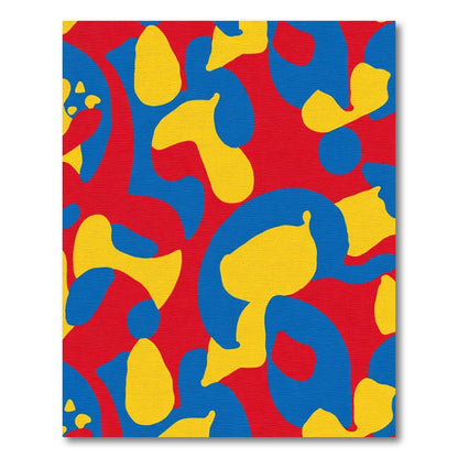 Abstract Red Yellow Blue Amorphous Shapes Rug