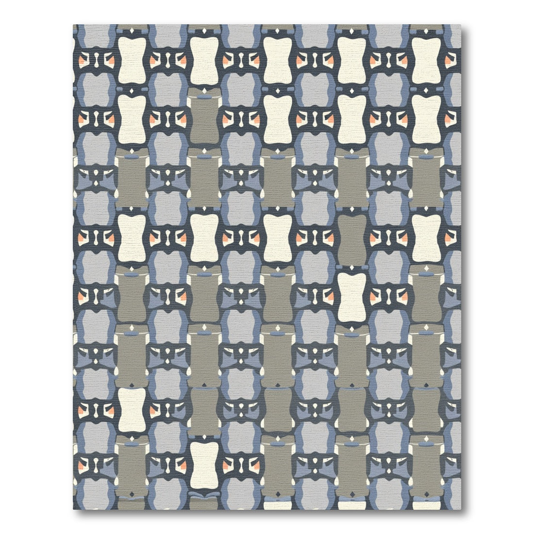 Abstract Blue Gray Tan Geometric Shapes Rug