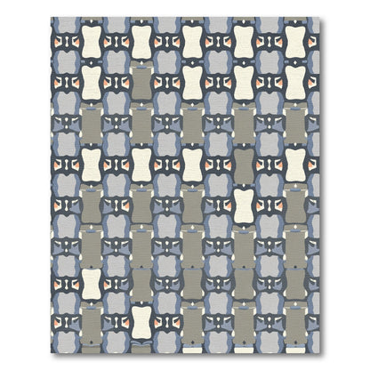 Abstract Blue Gray Tan Geometric Shapes Rug