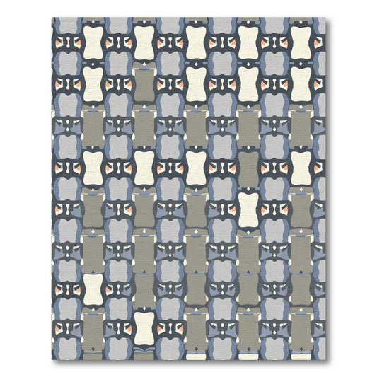 Abstract Blue Gray Tan Geometric Shapes Rug