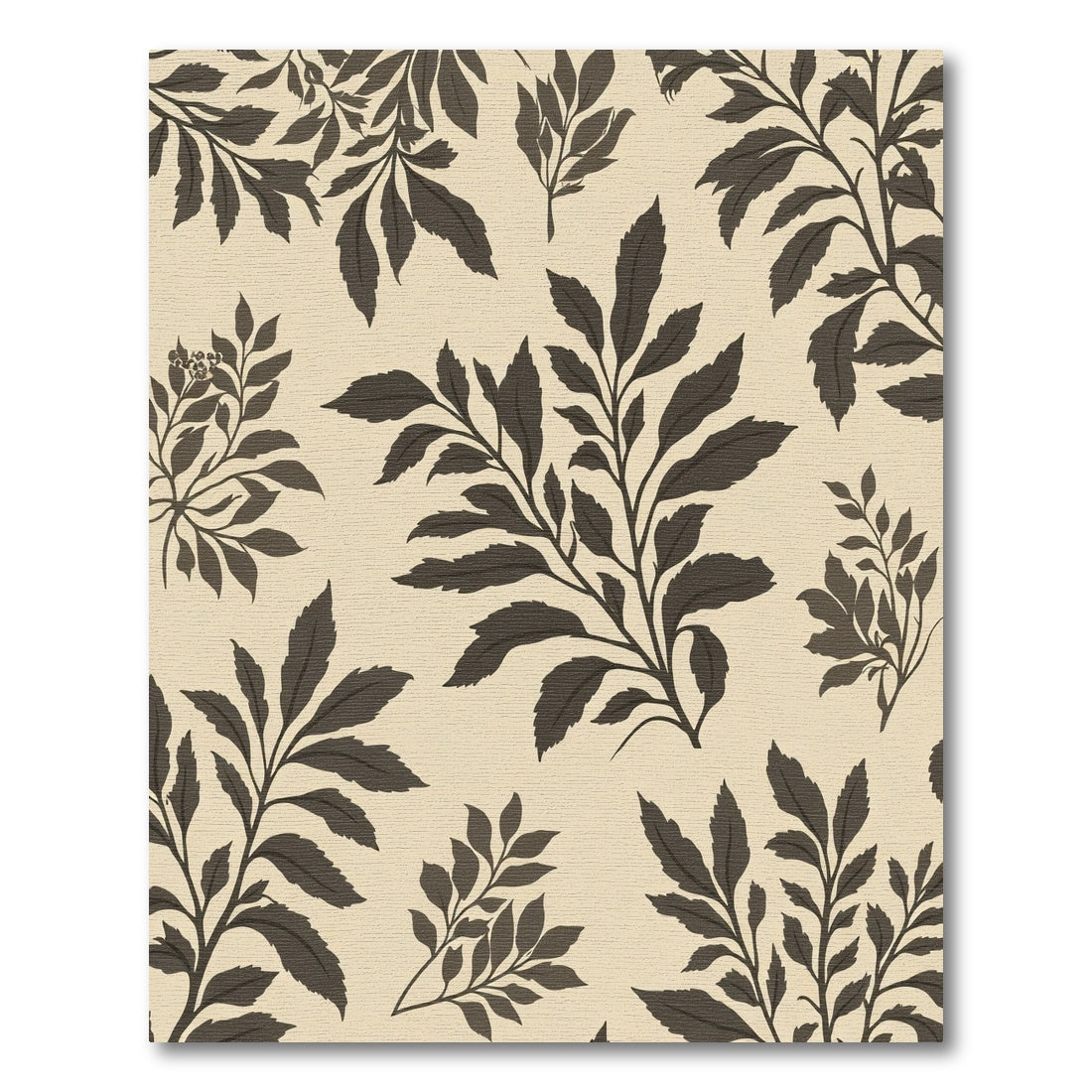 Dark Botanical Sprigs Beige Background Rug