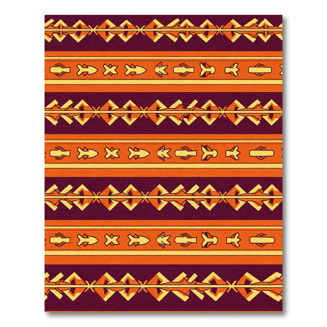 Amber Orange Tribal Fish Stripes Rug