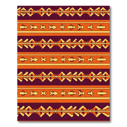 Amber Orange Tribal Fish Stripes Rug