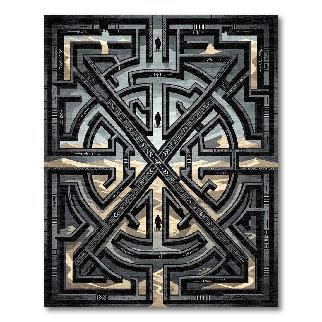 Monolithic Concrete Maze Figures Rug