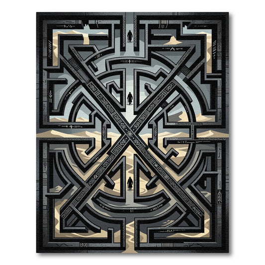 Monolithic Concrete Maze Figures Rug