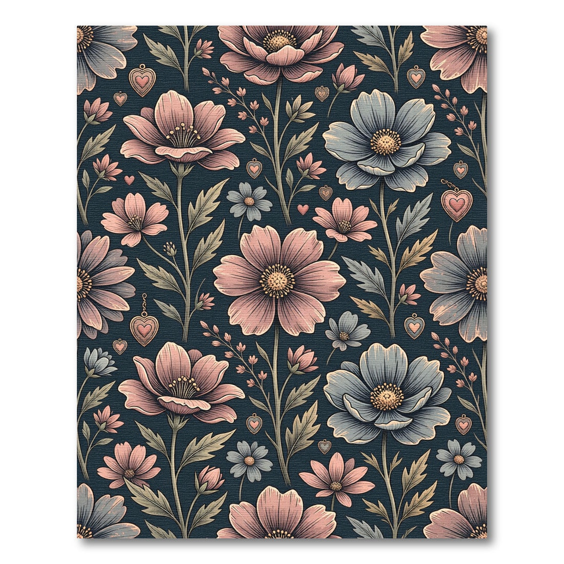 Vintage Romantic Floral Heart Garden Rug