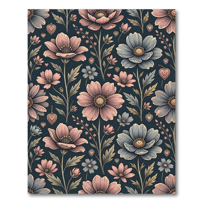 Vintage Romantic Floral Heart Garden Rug