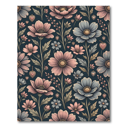 Vintage Romantic Floral Heart Garden Rug