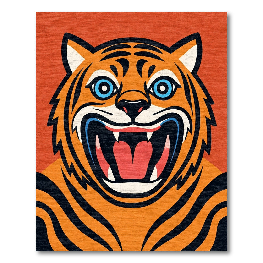 Vivid Roaring Tiger Head Accent Rug