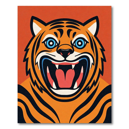 Vivid Roaring Tiger Head Accent Rug