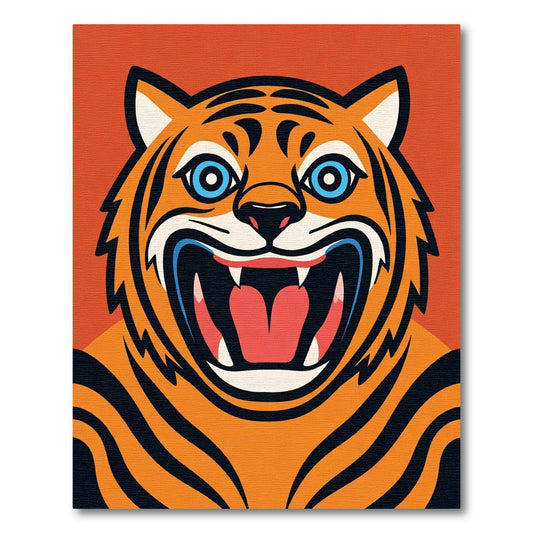 Vivid Roaring Tiger Head Accent Rug