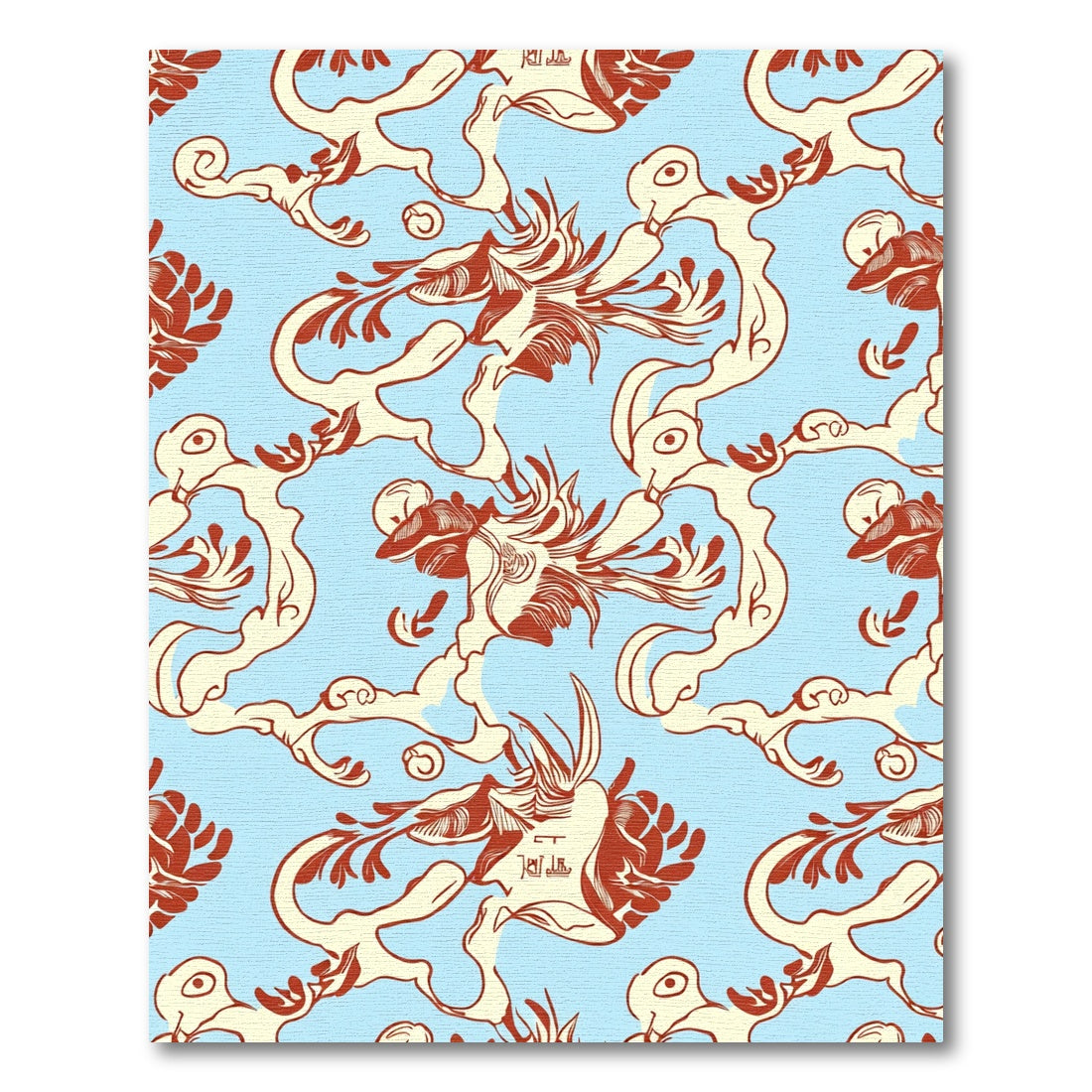 Whimsical Rococo Floral Creature Rug