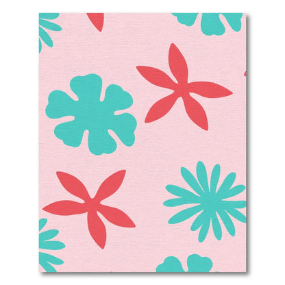 Pink Coral Teal Floral BloomsRug Rug