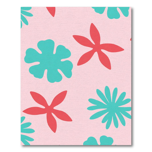 Pink Coral Teal Floral BloomsRug Rug