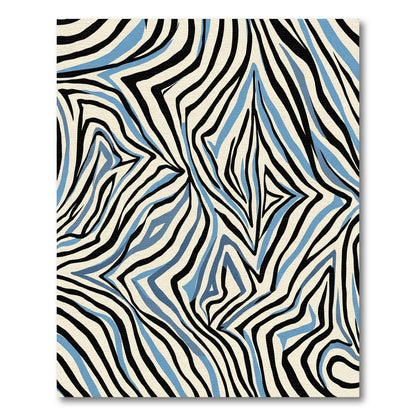 Bold Blue Black Zebra Stripes Rug