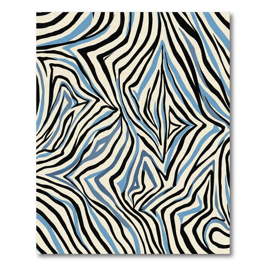 Bold Blue Black Zebra Stripes Rug
