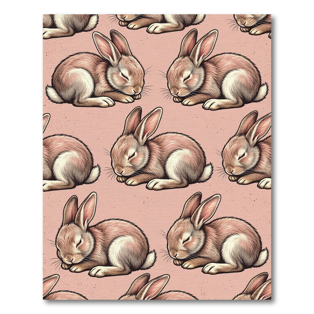 Blush Pink Sleeping Bunny Folk Rug