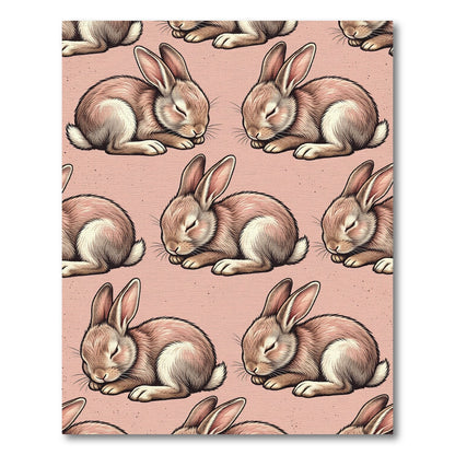 Blush Pink Sleeping Bunny Folk Rug