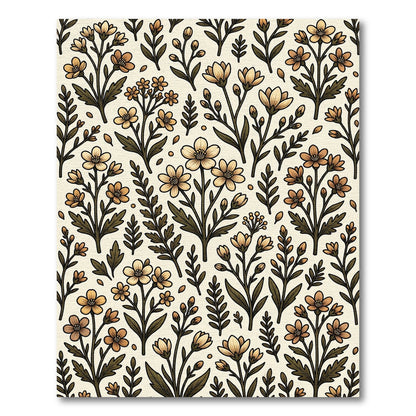 Golden Beige Floral Branch Pattern Rug
