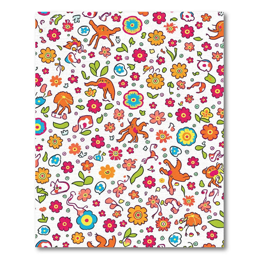 Whimsical Orange Creatures Floral Medley Rug