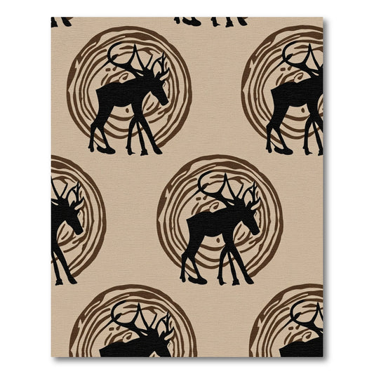 Rustic Brown Deer Wood Grain Rug