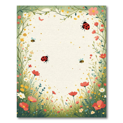 Whimsical Wildflower Meadow Ladybugs Bees Rug