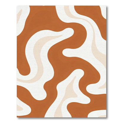 Terracotta Cream Swirl Abstract Rug
