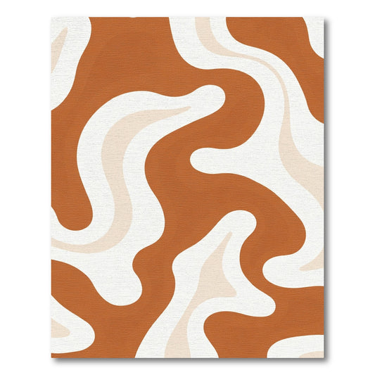 Terracotta Cream Swirl Abstract Rug
