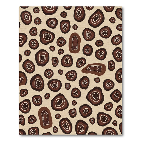 Earthy Brown Abstract Pebble Rug