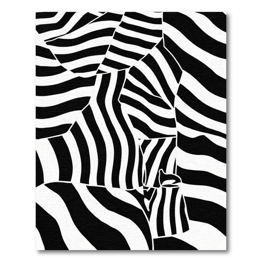 Abstract Black White Wave Stripes Rug