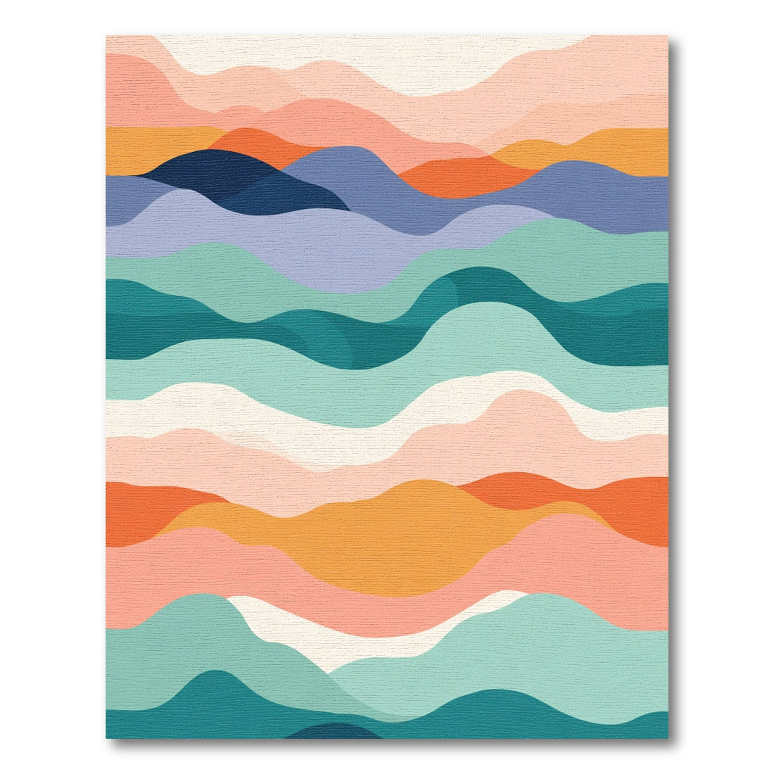 Abstract Wavy Landscape with Coastal Colors Rug
