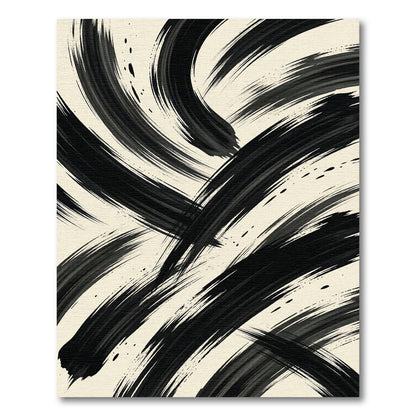 Bold Black Ink Brush Strokes Rug