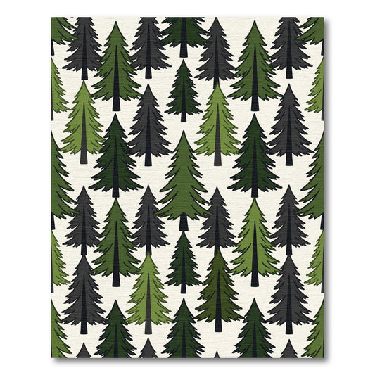 Forest Pine Tree Woodland Illustration Rug